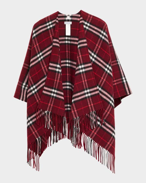Burberry Charlotte Check Wool Cape | Neiman Marcus