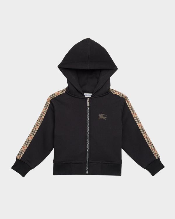 Burberry Boy's Check-Trim Cotton Zip Hoodie, Size 3-14 | Neiman Marcus