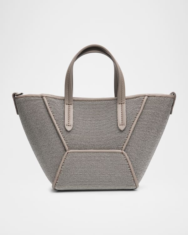 Brunello Cucinelli Mini Sequin Croc Suede Top-Handle Bag | Neiman