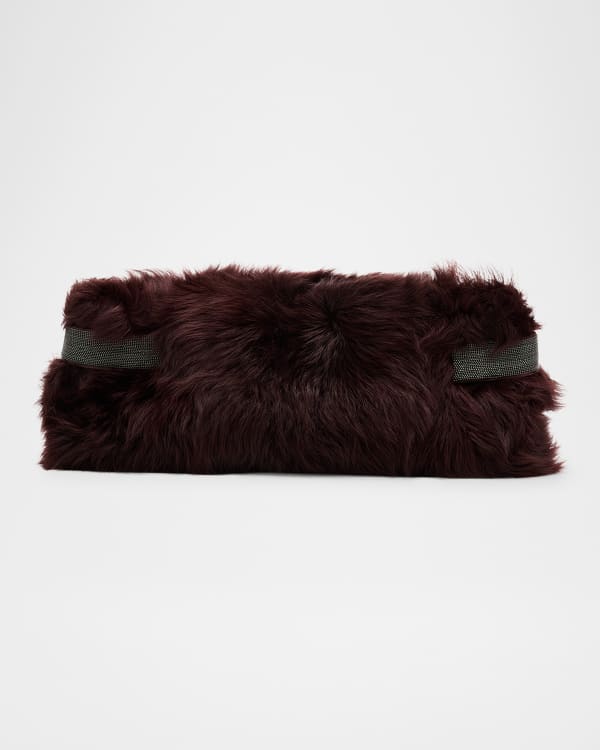 【関税&送料込】Brunello Cucinelli Clutch Brunello Cucinelli - Quartz Leather Woven Monili Strap Clutch