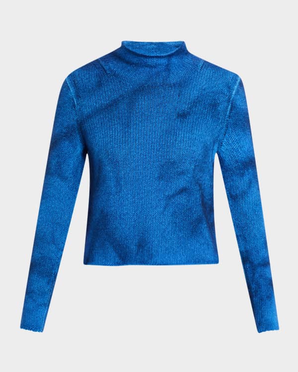 Chloe Crochet Side-Stripe Mock-Neck Rib Sweater | Neiman Marcus