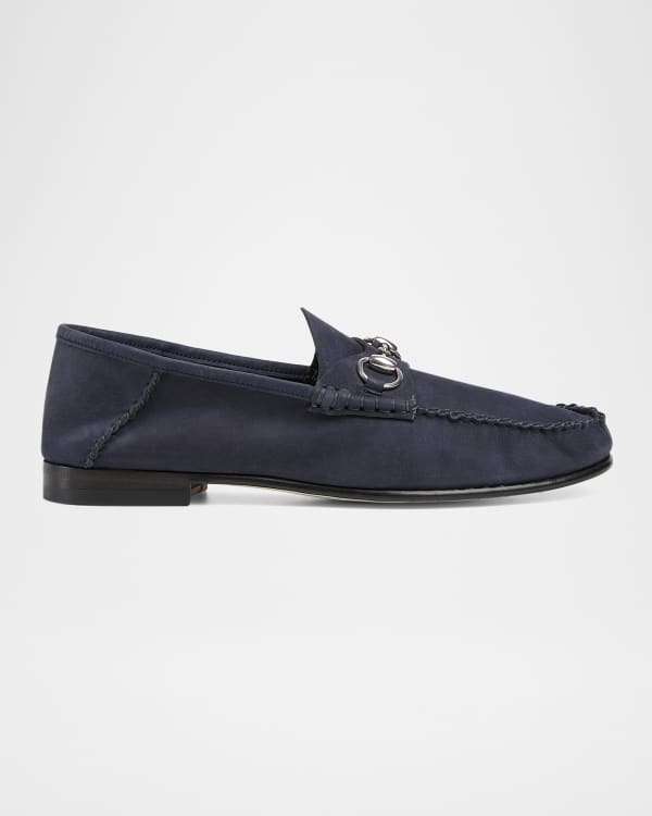 Gucci Men's New Dark Rubber Bit Loafers | Neiman Marcus