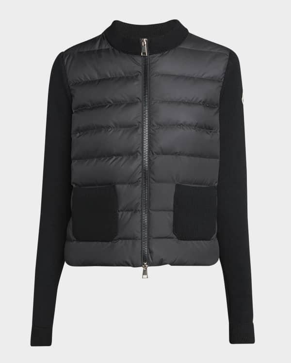 Moncler Mixed Media Wool Puffer Cardigan | Neiman Marcus