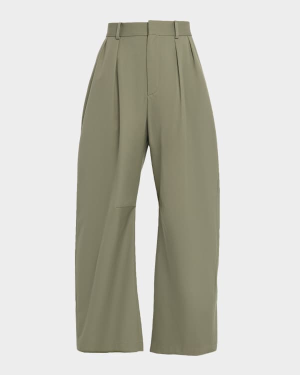 関税・送料込 LOEWE BEIGE PANTALONI ANAGRAM パンツ LOEWE Pleated Wool-Blend Logo Trousers | Saks Fifth Avenue