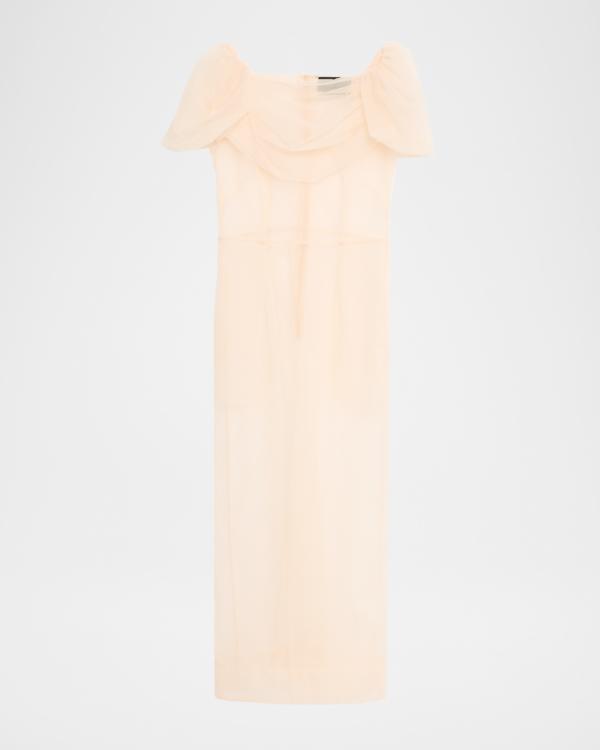 simone rocha sheer sculpted dress with rose details Simone Rocha Sheer Sculpted Dress With Rose Details in Natural