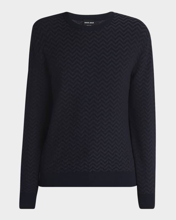 Giorgio Armani Men's Cashmere and Nylon Geometric Crewneck Sweater