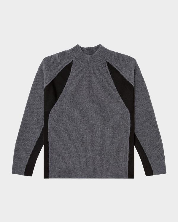 Diesel Men's K-Fronzi Frayed Denim Logo Crewneck Sweater | Neiman