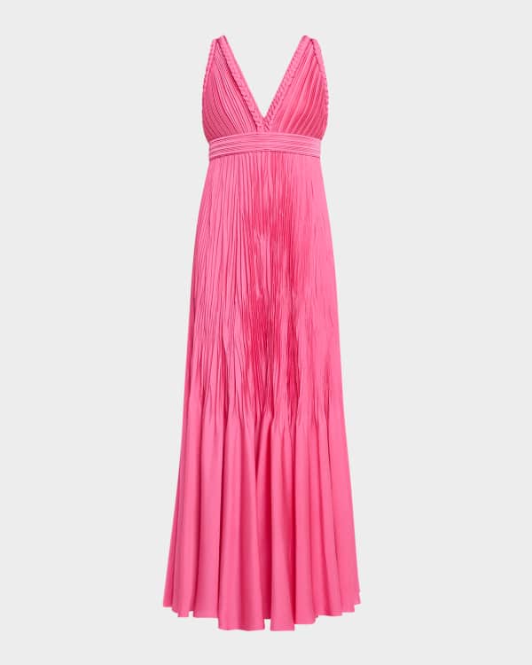 BCBGMAXAZRIA Strapless Pleated Chiffon Trapeze Gown | Neiman
