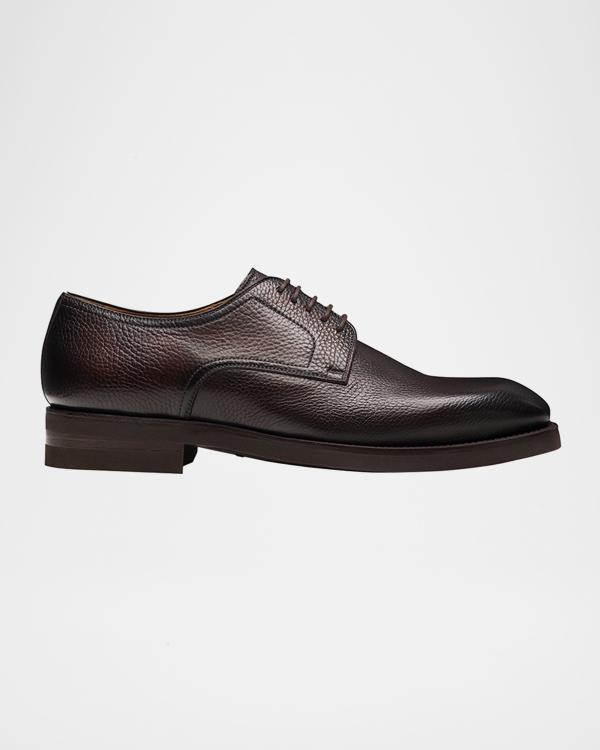 Paul Stuart ダークブラウン シューズ Paul Stuart Men's Michael Pebbled Leather Derby Shoes | Neiman Marcus