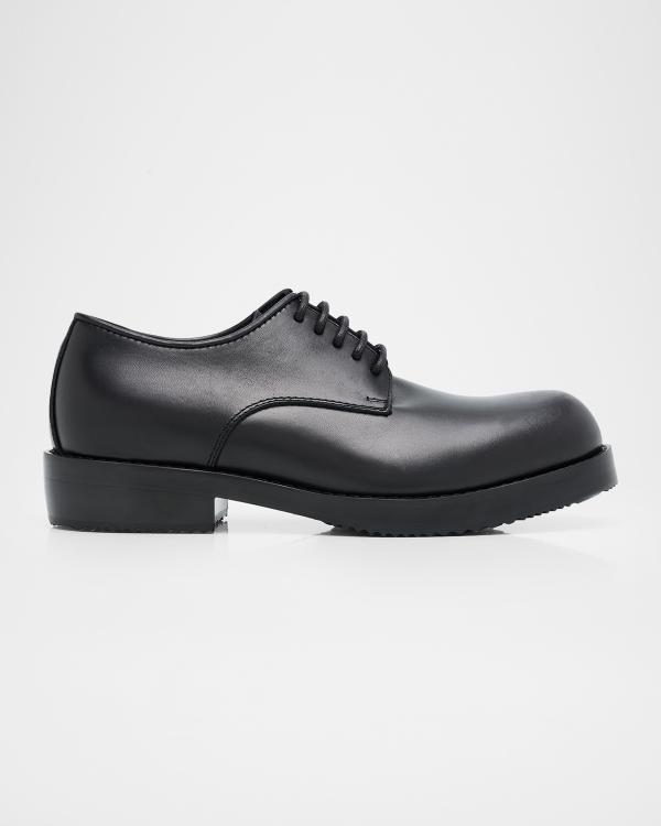 Prada Men's Brushed Leather Derby Shoes | Neiman Marcus