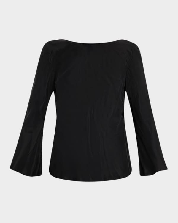 By Malene Birger/ベルスリーブ シルクブラウス シャーリング切替ベルスリーブブラウス 通販【ニッセン】