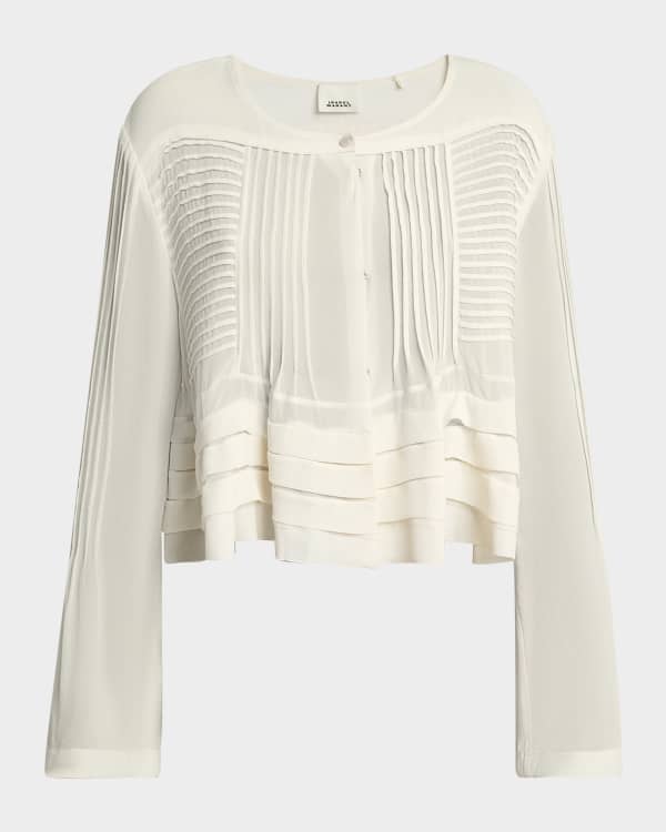 【Victoria Beckham】フルイドドレープジャージートップ Victoria Beckham Striped Bib-Front Crop Tux Shirt | Neiman