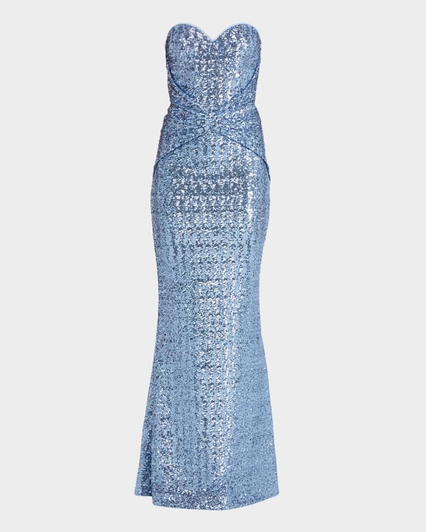 sachin and babi light blue dress Stretch Crepe Column Gown by Liv Foster