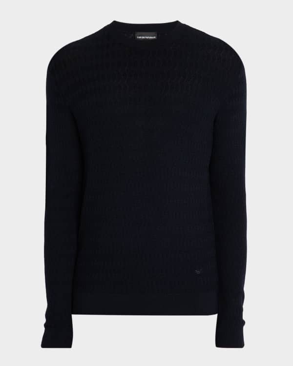 Emporio Armani Men's Wool Textured Knit Crewneck Sweater | Neiman