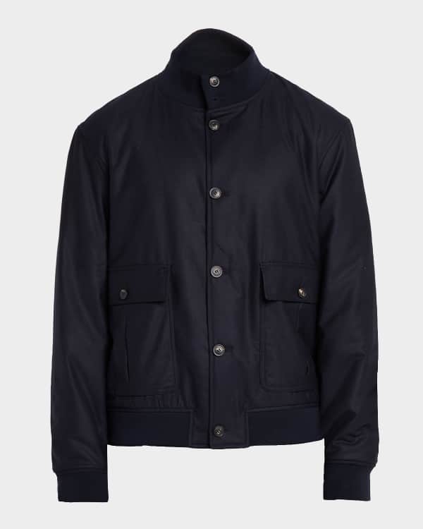 Emporio Armani Men's Napa Leather Bomber Jacket | Neiman Marcus