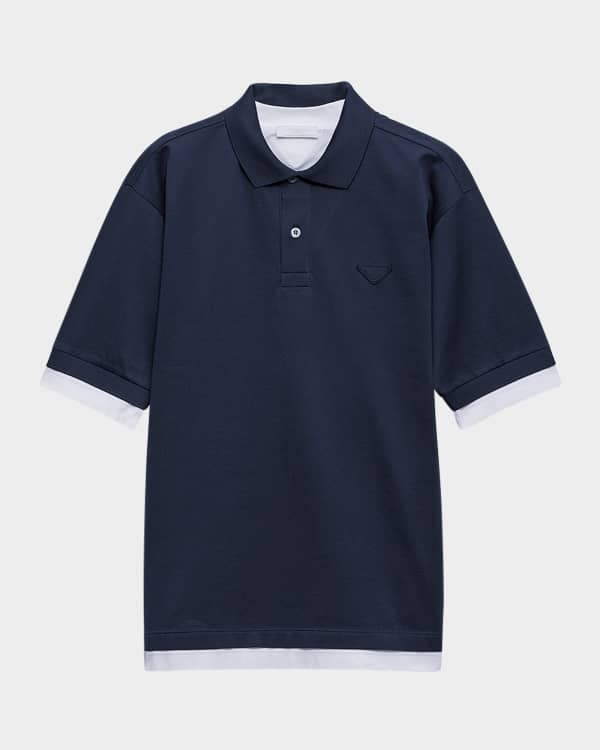 Prada Men's Double Match Silk Twill Camp Shirt | Neiman Marcus