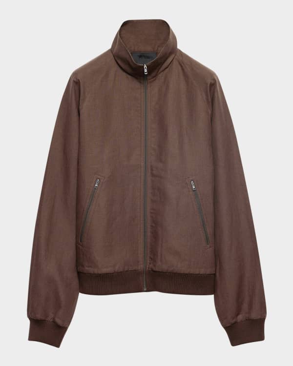 Prada Men's Suede Zip Blouson Jacket | Neiman Marcus
