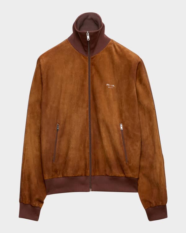 Prada Men's Stand-Collar Re-Nylon Fleece Jacket | Neiman Marcus