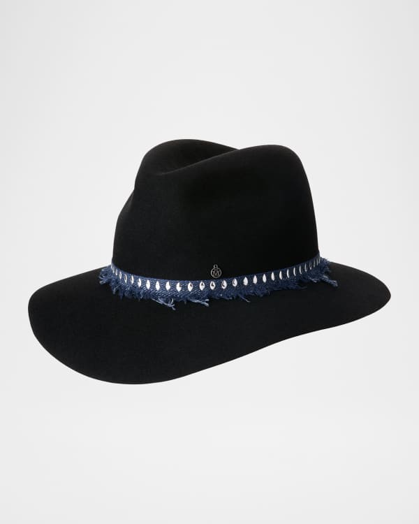 Maison Michel Eliza Textured Chain Wool Fedora Hat | Neiman Marcus