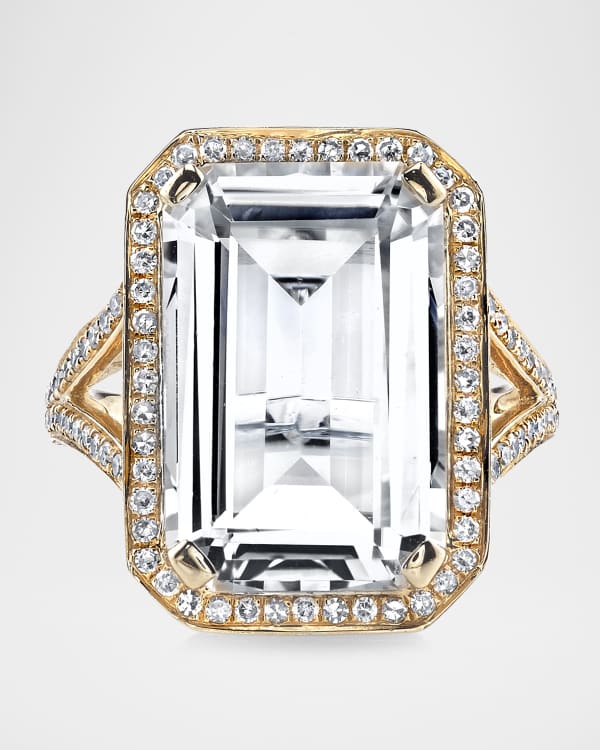 14k Asscher Cut Illusion Mosaic Solitaire Pinky Ring