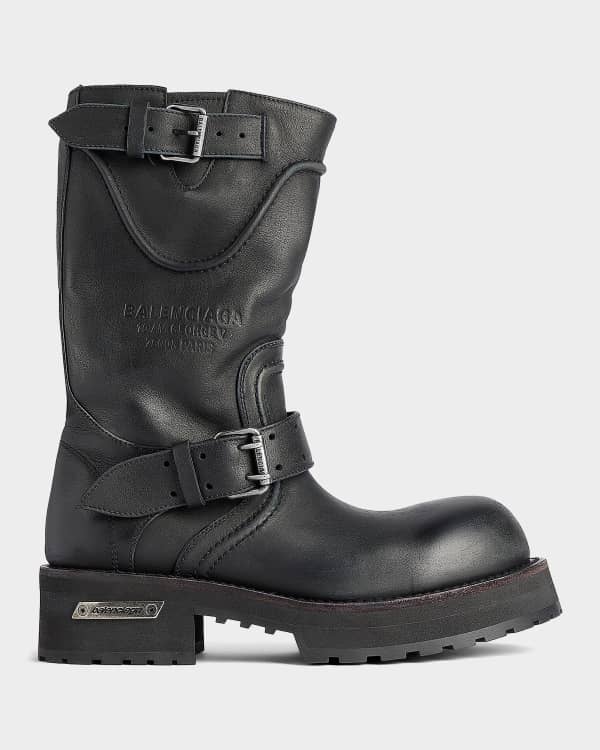 Balenciaga Men's Bulldozer Platform Lace-Up Boots | Neiman Marcus