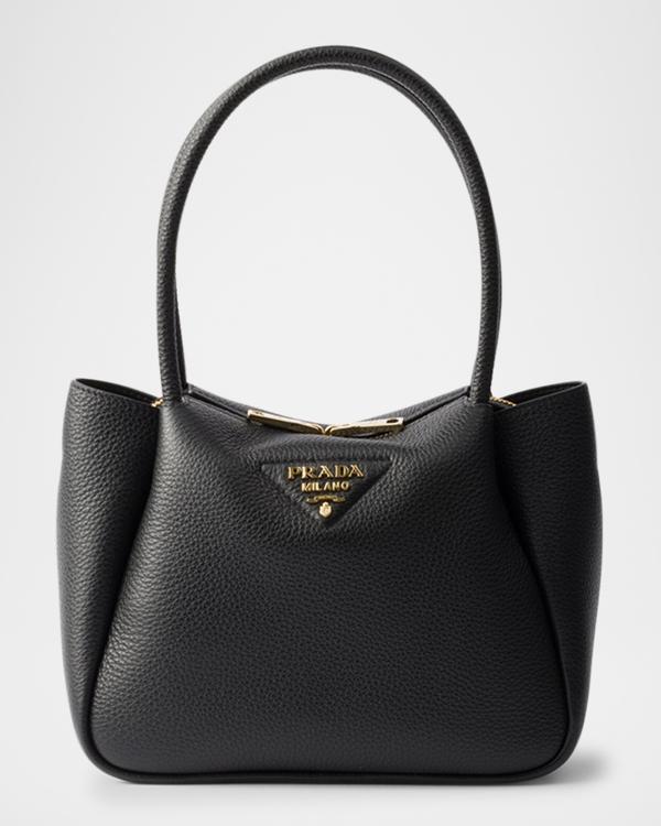 Prada Flou Zip Leather Top-Handle Bag | Neiman Marcus