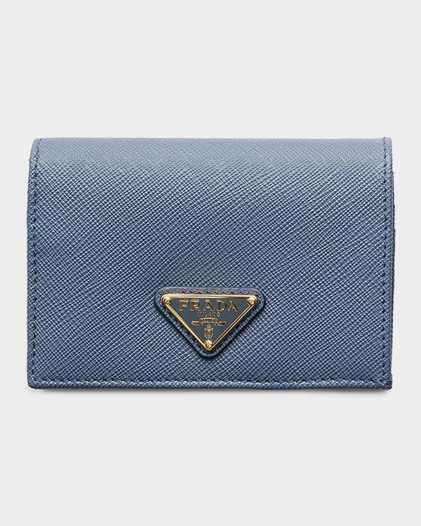 Prada Floral-Print Saffiano Leather Card Holder | Neiman Marcus
