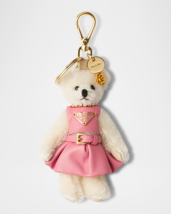Prada Teddy Bear Bag Charm with Metal Ring | Neiman Marcus