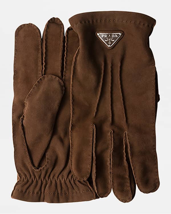 Prada Men's Re-Nylon and Napa Leather Gloves | Neiman Marcus
