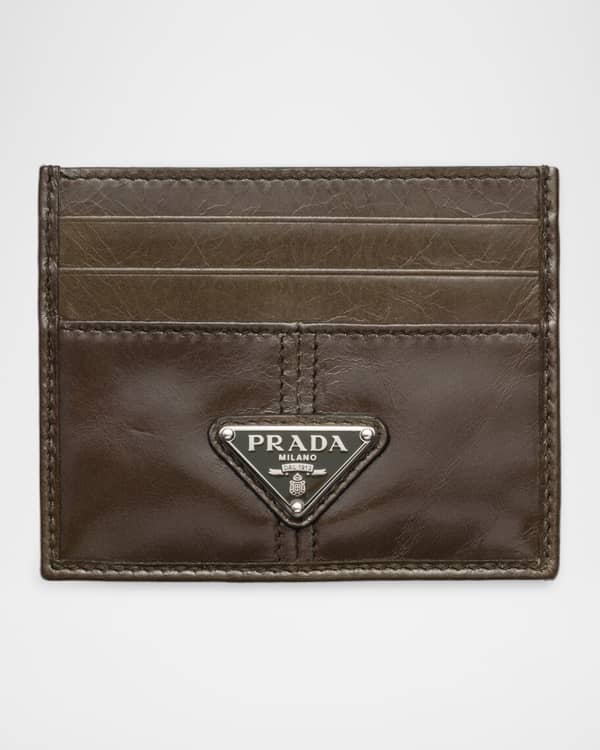 Prada Men's Saffiano Leather Zip Card Holder | Neiman Marcus