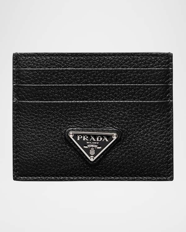 Prada Men's Saffiano Leather Zip Card Holder | Neiman Marcus
