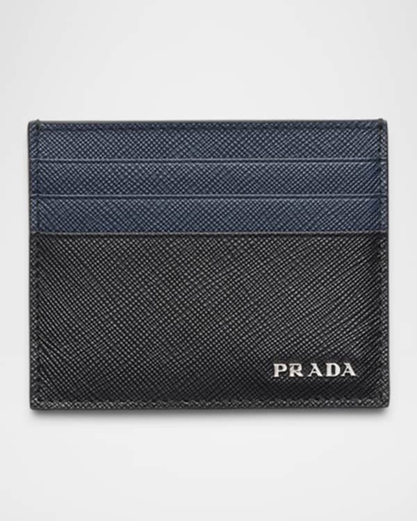Prada Men's Saffiano Leather Contrast-Logo Card Case