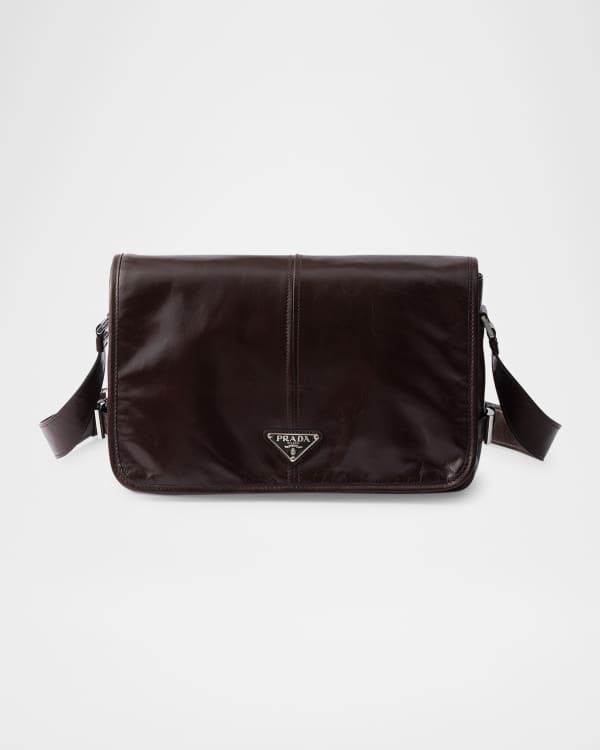 Prada Men's Medium Leather Shoulder Bag | Neiman Marcus