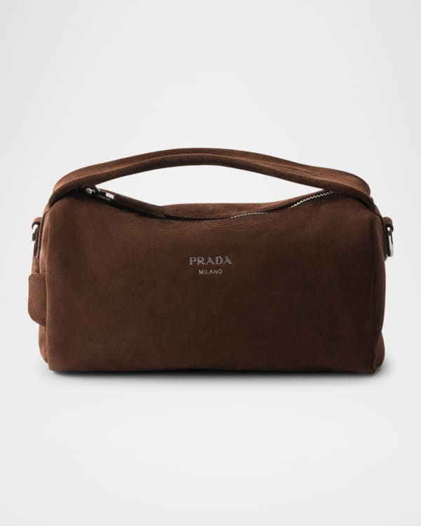 Prada Men's Antiqued Leather Zipper Shoulder Bag | Neiman Marcus