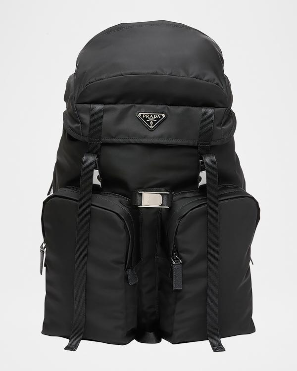 Prada Men's Nylon Triangle Logo Backpack | Neiman Marcus
