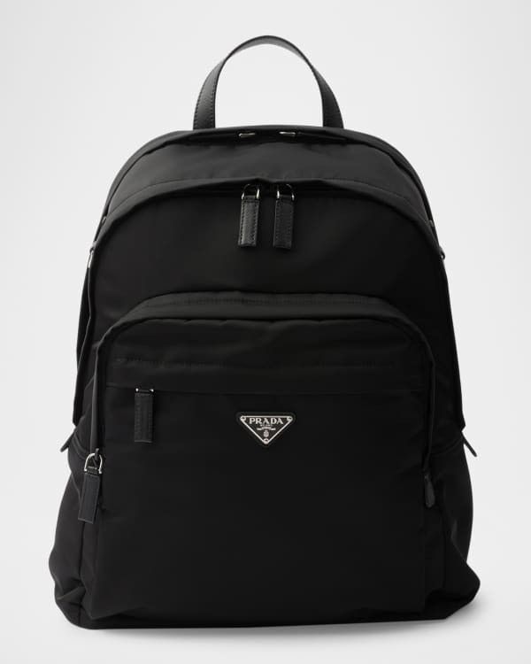 Prada Men's Nylon Triangle Logo Backpack | Neiman Marcus