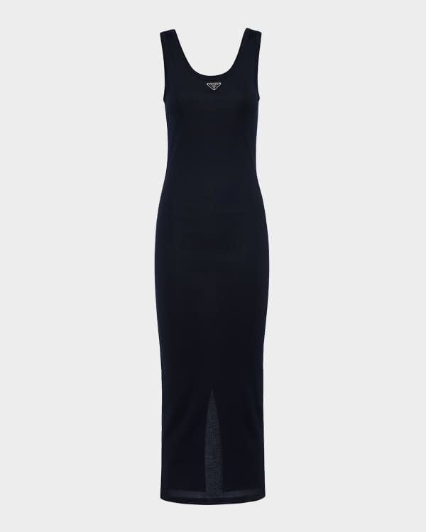 Max Mara Alias Square-Neck Ribbed Dress | Neiman Marcus