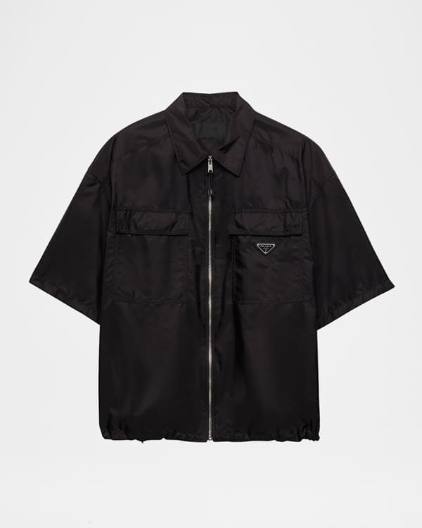 Prada Men's Double Match Silk Twill Camp Shirt | Neiman Marcus