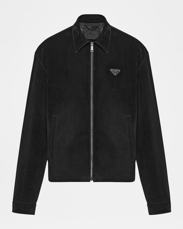 Men's Leopard-Print Leather-Trim Full-Zip Jacket