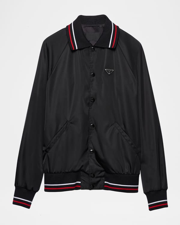 Prada Men's Stand-Collar Re-Nylon Fleece Jacket | Neiman Marcus