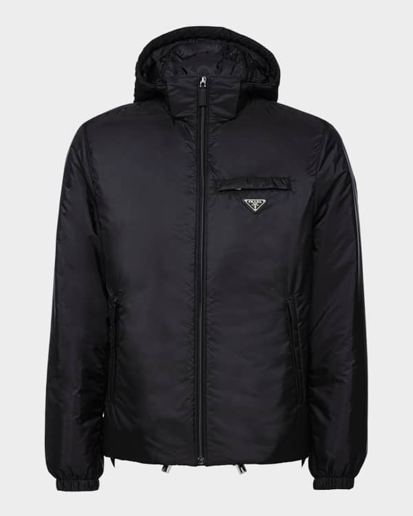 Prada Men's Stand-Collar Re-Nylon Fleece Jacket | Neiman Marcus