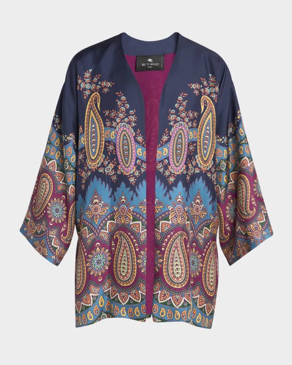 Etro Paisley-Print Silk Asymmetric Poncho | Neiman Marcus