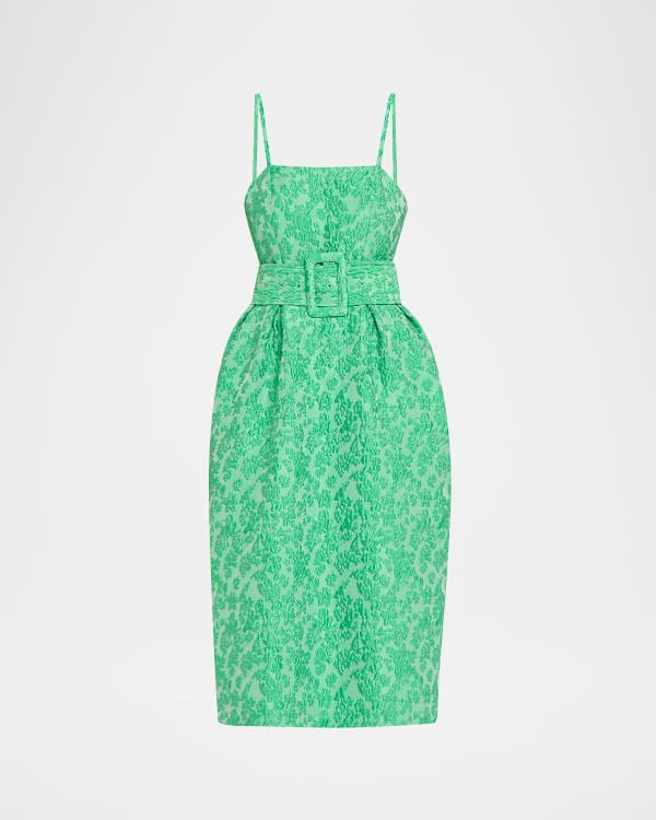 rosie assoulin green striped dress Rough-led Around the Edges Dress