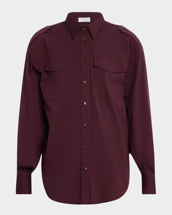 Tシャツ・カットソー VALENTINO Valentino Garavani button down shirt Valentino Garavani Silk Shantung Shirt with Toggle | Saks
