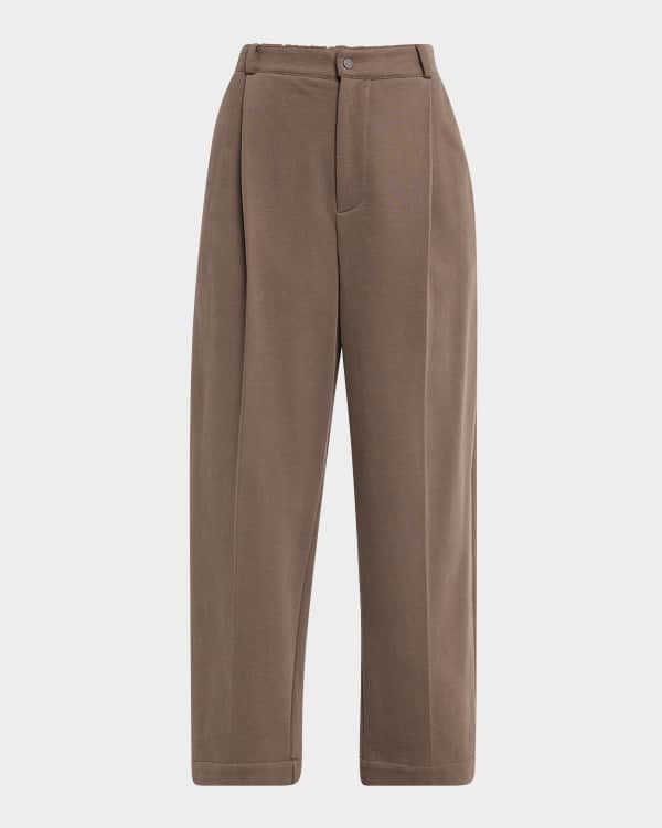 Brunello Cucinelli Pleated Canvas Wool Straight Cigarette