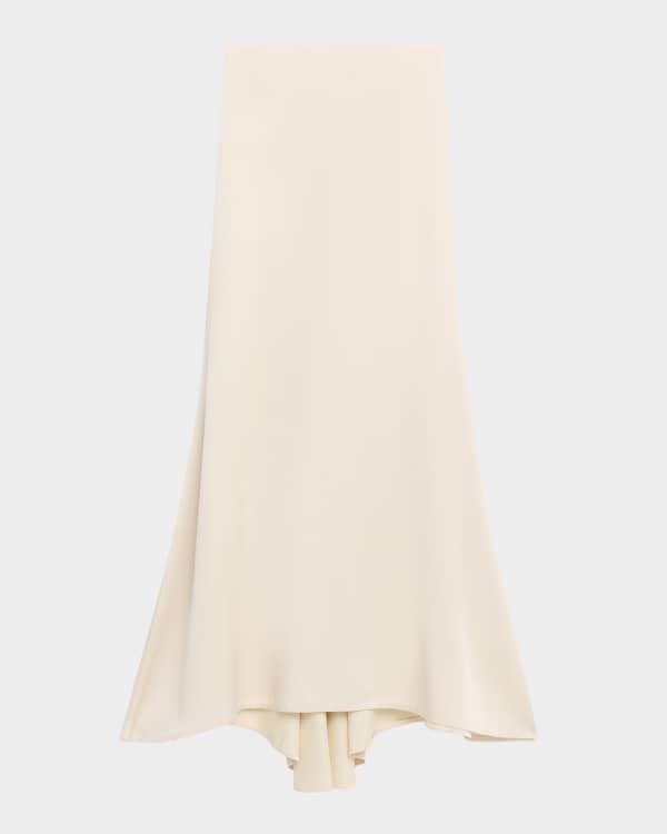 Brunello Cucinelli Long Bubble Hem Cotton Poplin Skirt