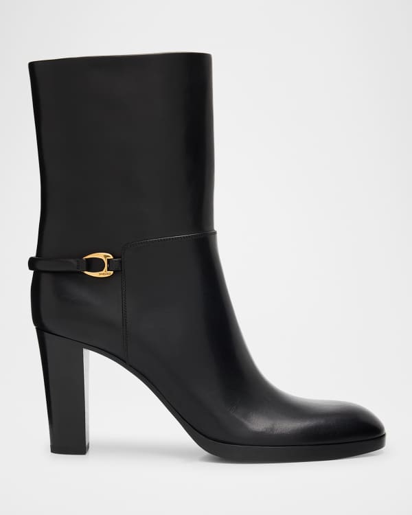 Burberry Baby Leather Stiletto Ankle Booties | Neiman Marcus