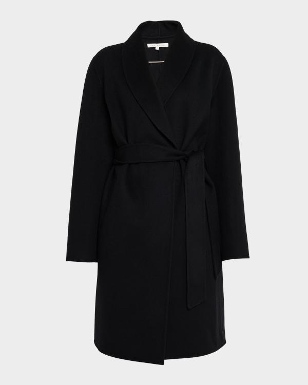 Fleurette Margaux Mid-Length Wool Coat with Leather Trim | Neiman