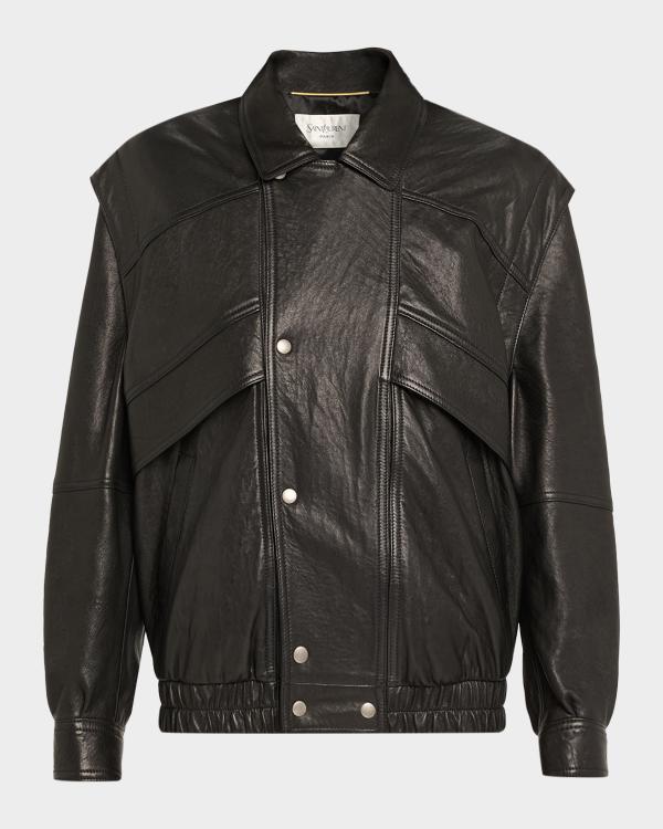 Isabel Marant Aneli Double-Collar Leather Bomber Jacket | Neiman