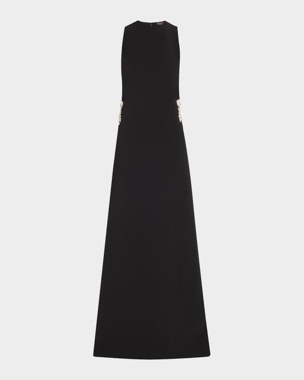 Kiya Embellished Elbow-Sleeve Illusion Gown